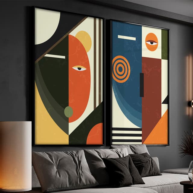 Kit Quadros Decorativos Cubismo Abstrato